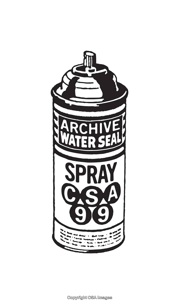Black And White Illustration of a Spray Can with Text Details