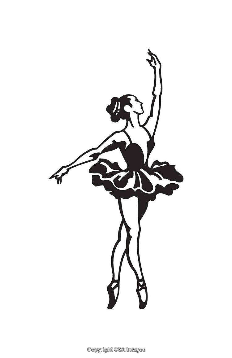 Elegant Black and White Line Art of a Ballet Dancer