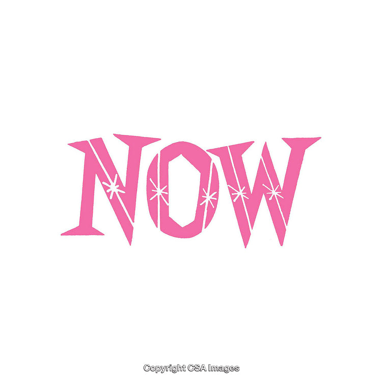 Modern Pink Artistic Typography Design of the Word 'Now' on White Background