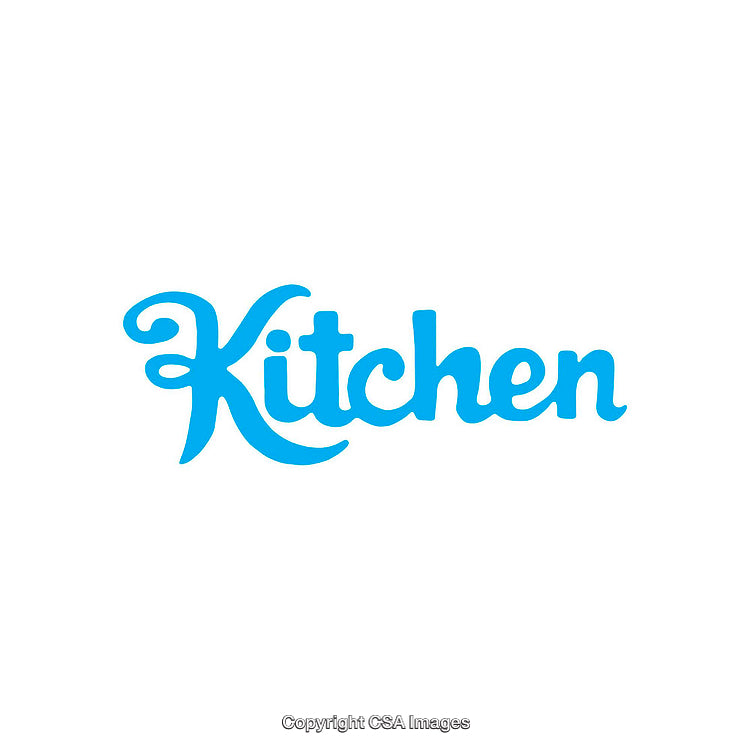 Blue Word Design Featuring the Term 'Kitchen' in Stylish Font