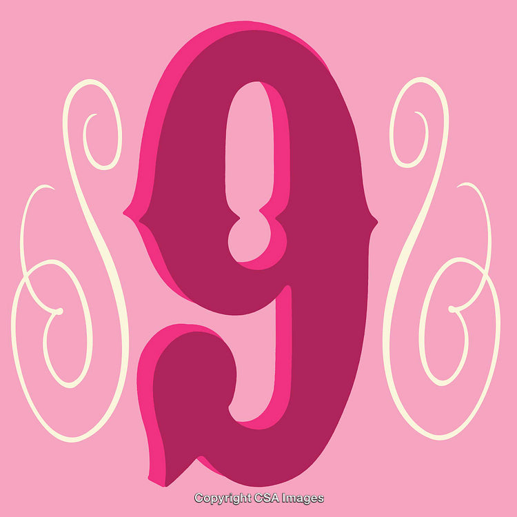 Elegant Illustration of the Number Nine in Pink Design