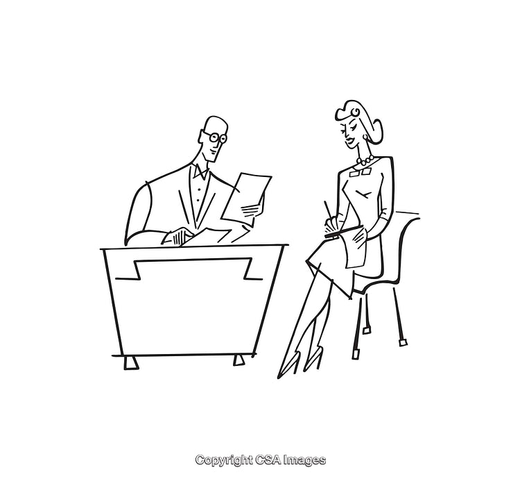 Stylized Line Art Depicting a Professional Business Meeting Scene