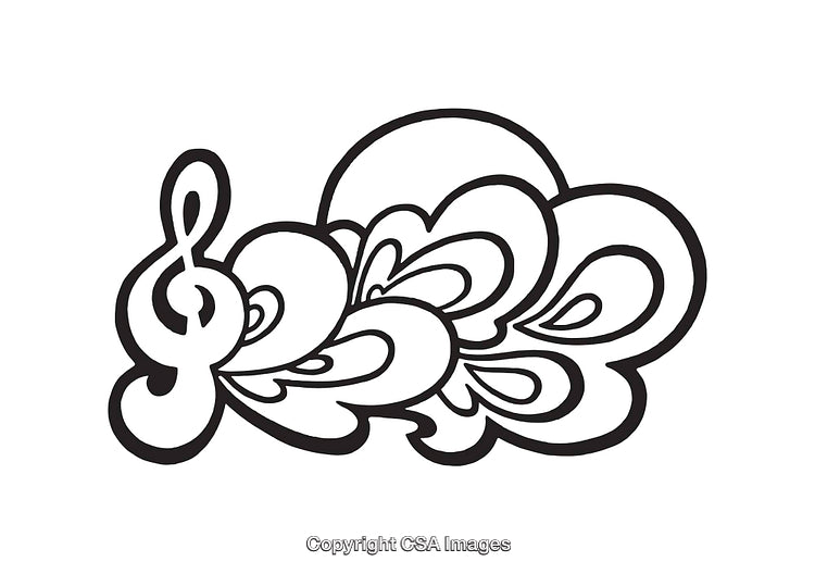 Abstract Black and White Music-Themed Line Art Illustration Design