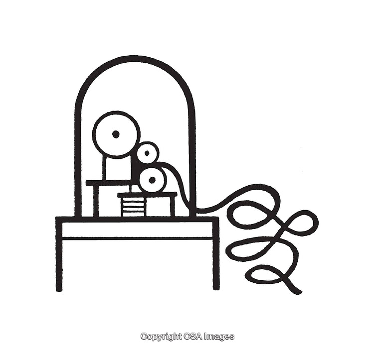 Abstract Line Art Illustration of a Machine in Black and White Style