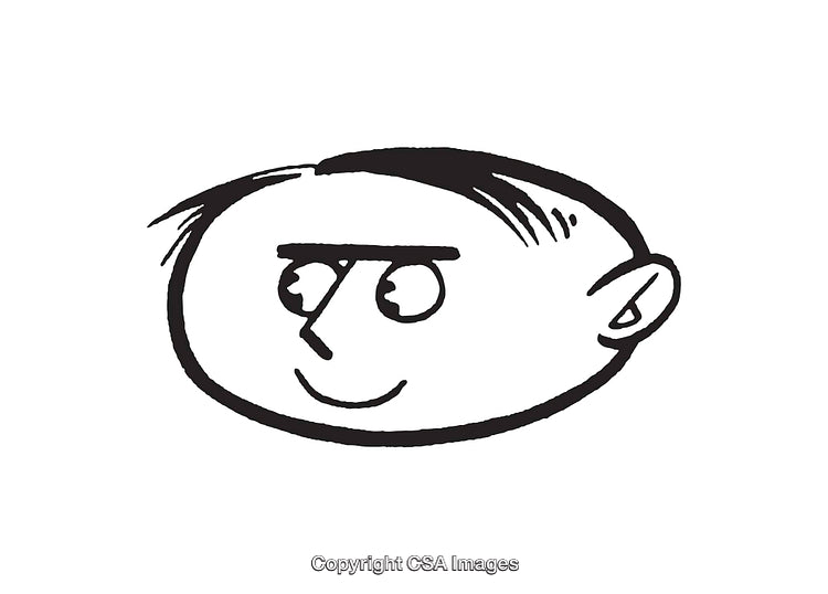 Simple Black and White Line Art Drawing of a Smiling Face