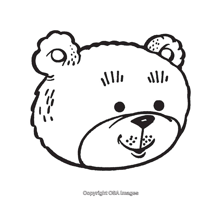 Cute Black And White Bear Line Art Illustration For Kids' Designs