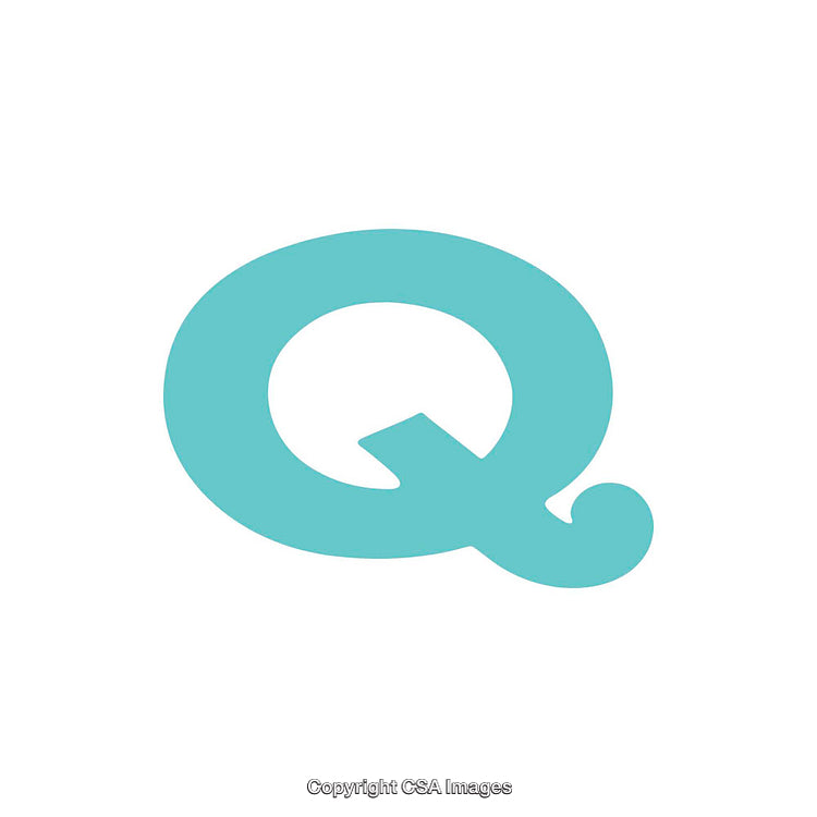 Stylized Aqua Blue Letter Q on White Background