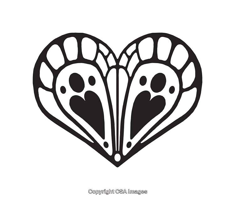 Abstract Black and White Heart-Shaped Line Art Illustration