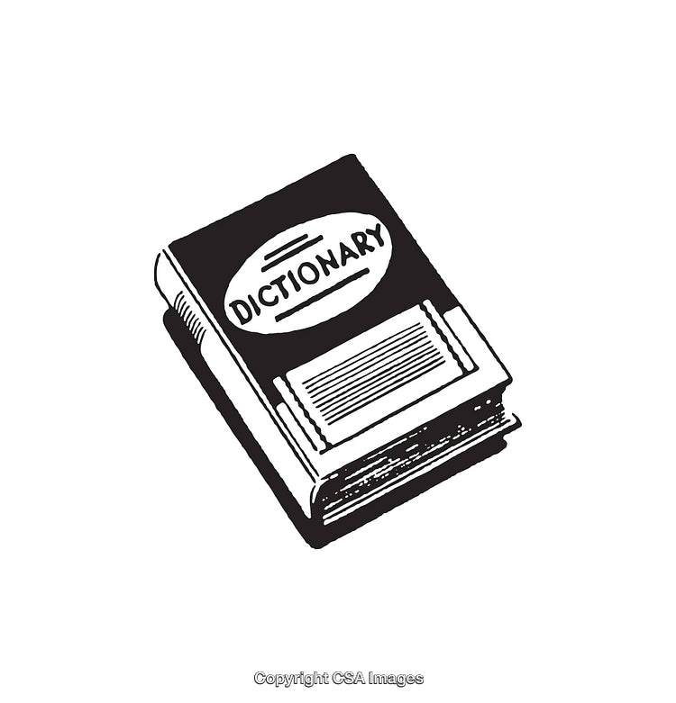 Vintage Black and White Illustration of a Dictionary
