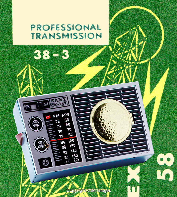 Vintage Plastic Radio Toy with Signal Tower and Design Elements