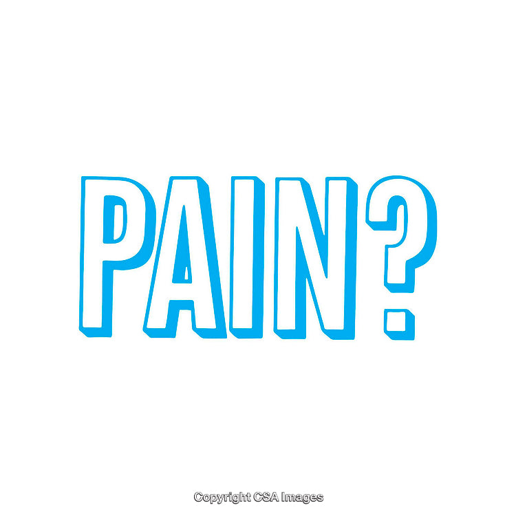 Bold Blue Text With the Word 'Pain?' on a White Background