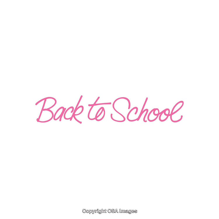 Back to School Concept in Pink Handwritten Script on White Background