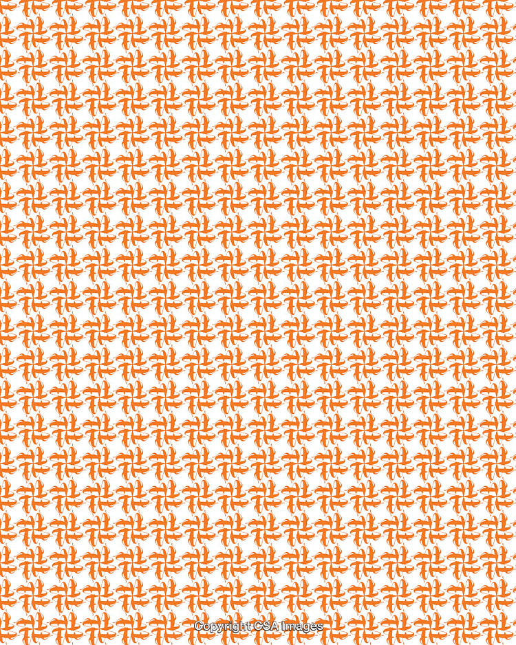 Orange Abstract Pattern Design on White Background Repeating in Bold Motif