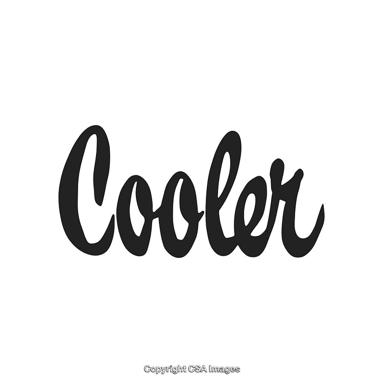 Modern Black Script Text Featuring 'Cooler' on White Background