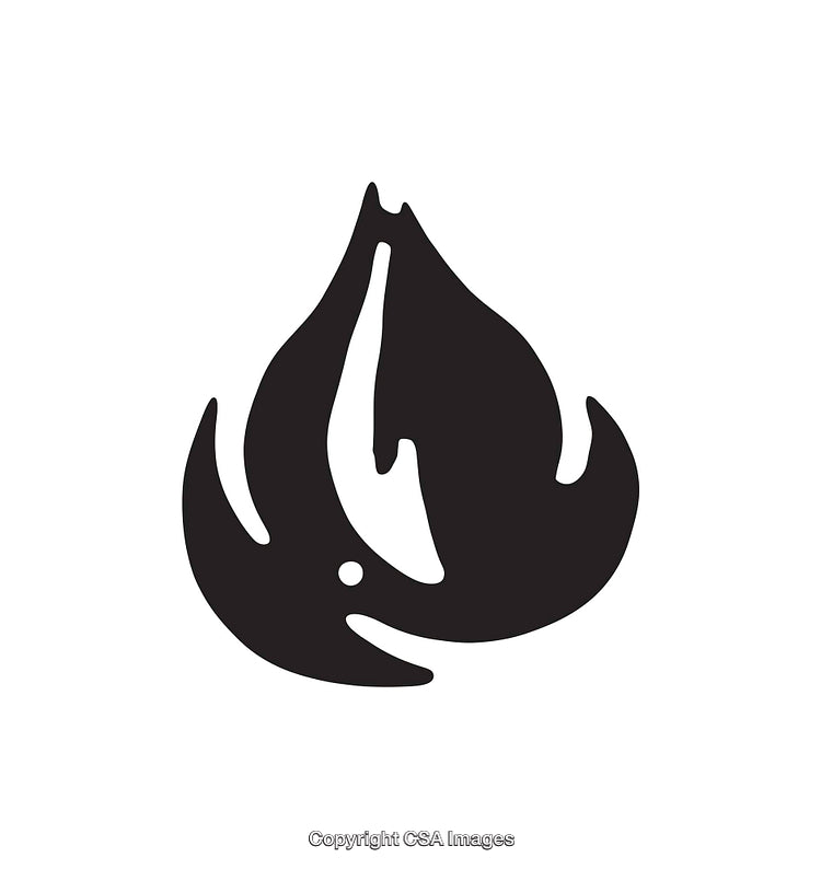Black and White Line Art Illustration of Abstract Fire Shape