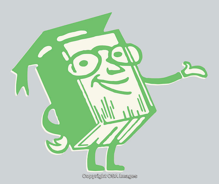 Green Illustrated Character of Graduated Book Gesturing, Expressing Education