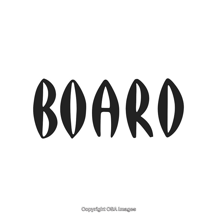Stylized Typography of the Word 'Board' in Black on White Background
