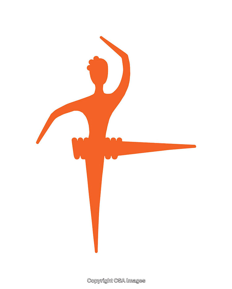 Abstract Orange Figure Symbolizing Movement and Balance on a White Background