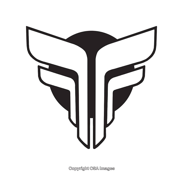 Black and White Winged Icon in Bold Minimalist Design