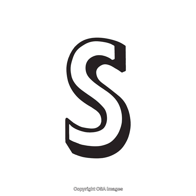 Monochrome 3D Letter S Illustration on a White Background