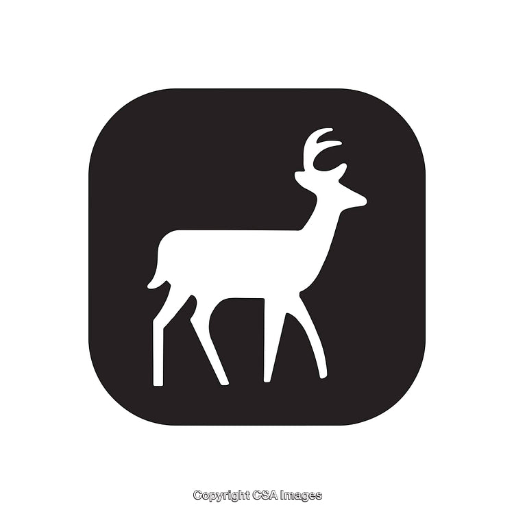 Minimalistic Black and White Icon of a Deer Silhouette