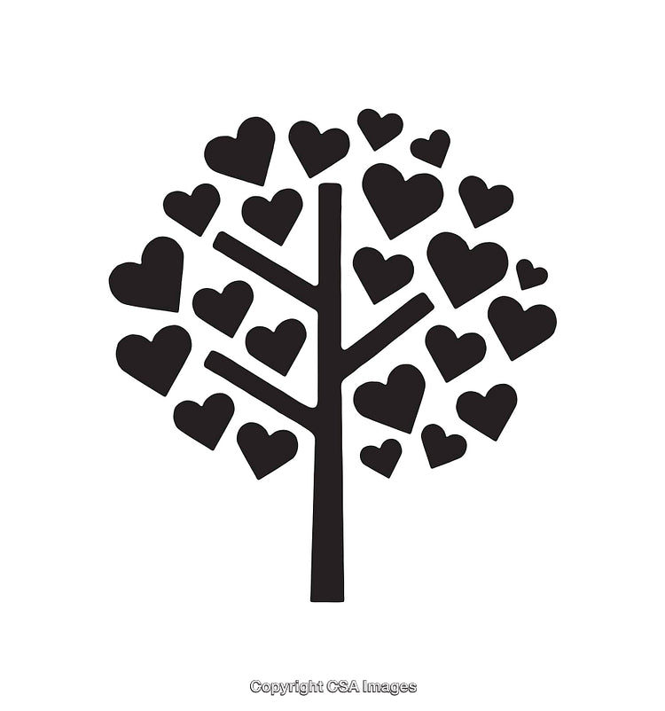 Black And White Heart Tree Illustration with Decorative Design Elements