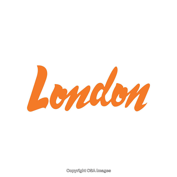 Bright Orange London Text on Clean White Background