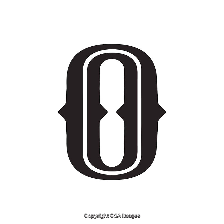Stylized Representation of the Letter O in Black and White