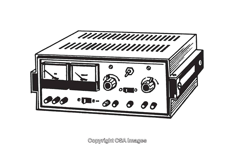 Black And White Line Art of a Vintage Electronic Device