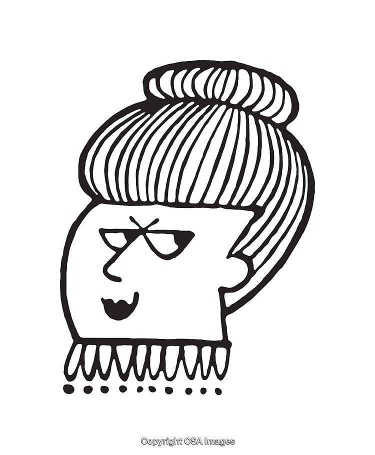 Black And White Line Art of Stylized Cartoon Character Face