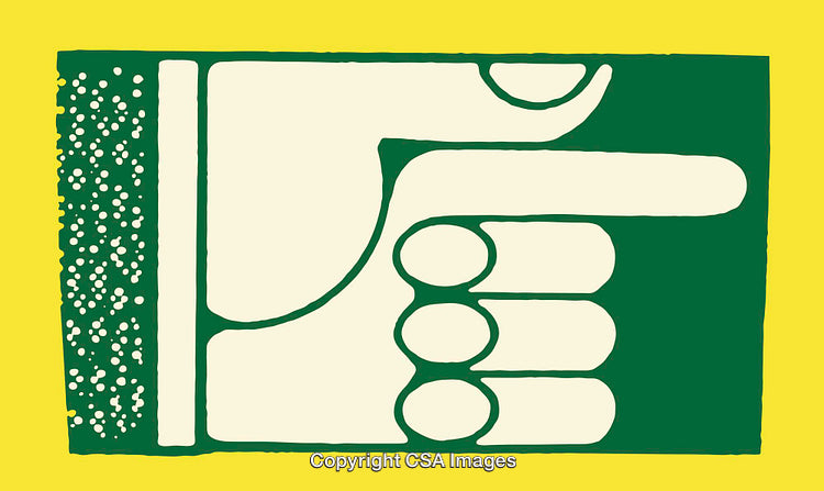 Colorful Line Art Illustration of Pointing Hand on Yellow Background