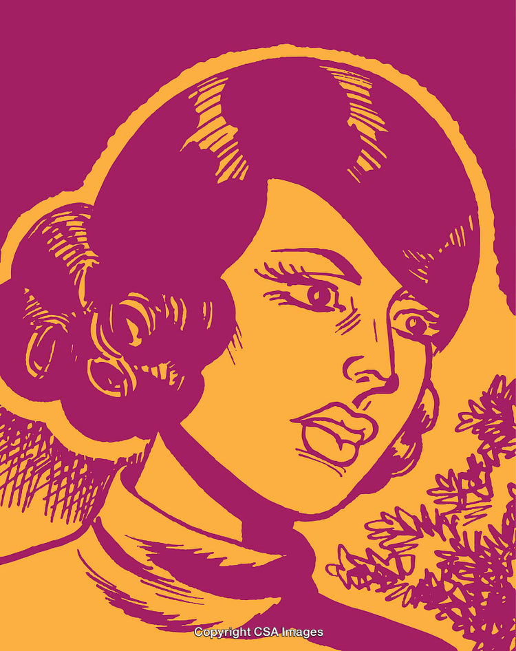 Colorful Retro Illustration of Woman Within Artistic Pop Art Style