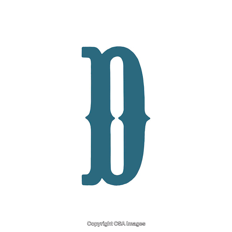 Stylized Letter D in Serif Typeface with Bold Design on White Background
