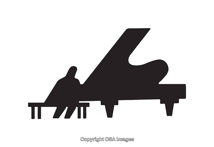 Silhouette of a Person Sitting at a Grand Piano