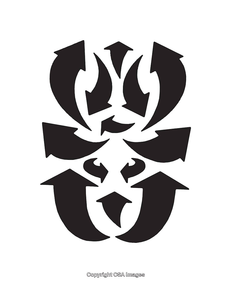 Abstract Black and White Line Art Illustration of Arrows and Shapes