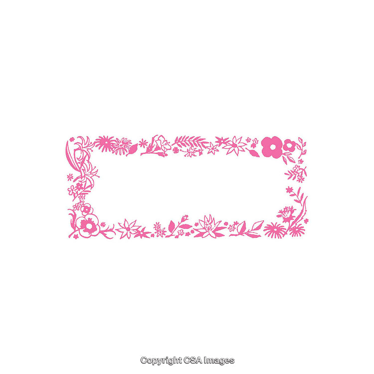 Pink Floral Border Decoration with Delicate Flower Details on White Background