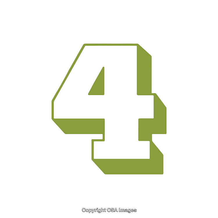 Illustration of the Number Four with a Green and White Design