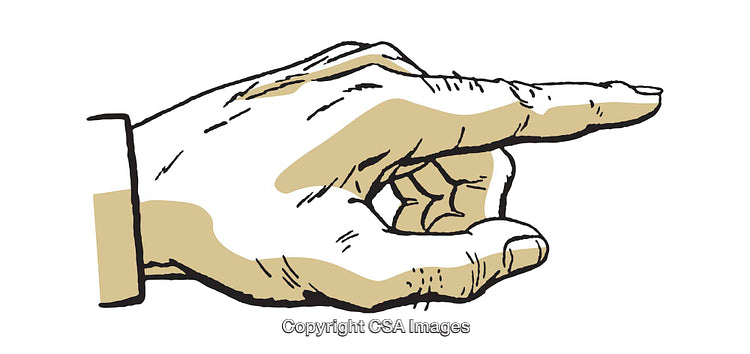 Illustrated Hand Gesture Pointing Forward with Detail and Minimalist Style