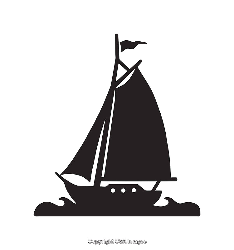 Black and White Silhouette of a Sailboat on the Sea