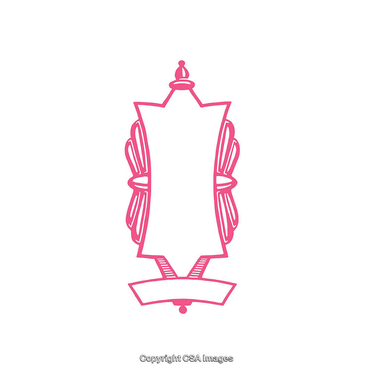 Elegant Decorative Frame Design with Intricate Patterns and Bold Pink Lines