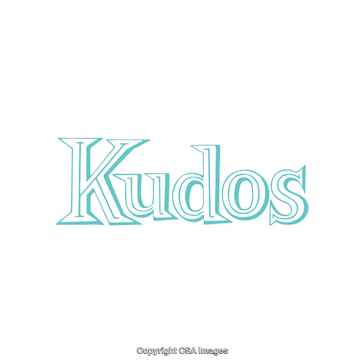 Elegant Typography Design Featuring the Word Kudos in Soft Blue Font