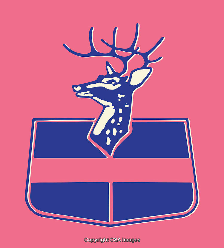 Stylized Deer Logo with Blue and Pink Color Scheme