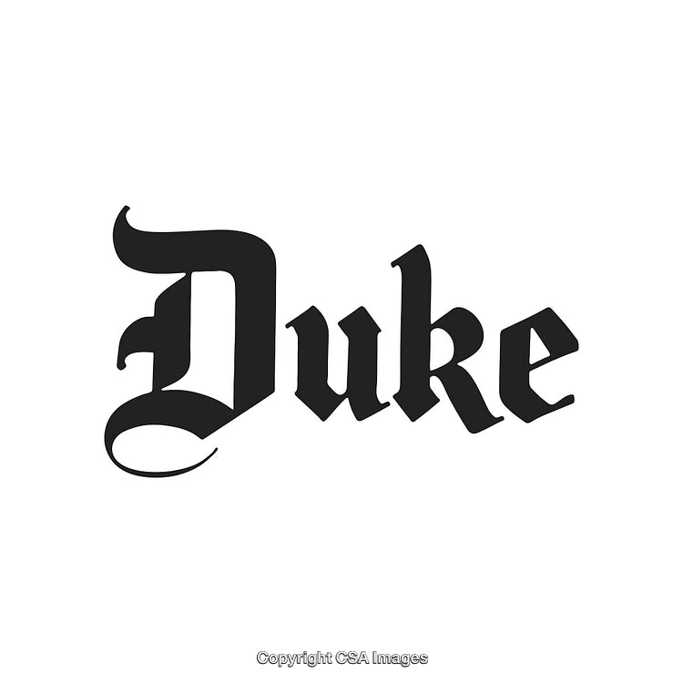 Traditional Blackletter Typography of the Word Duke in Stylish Font
