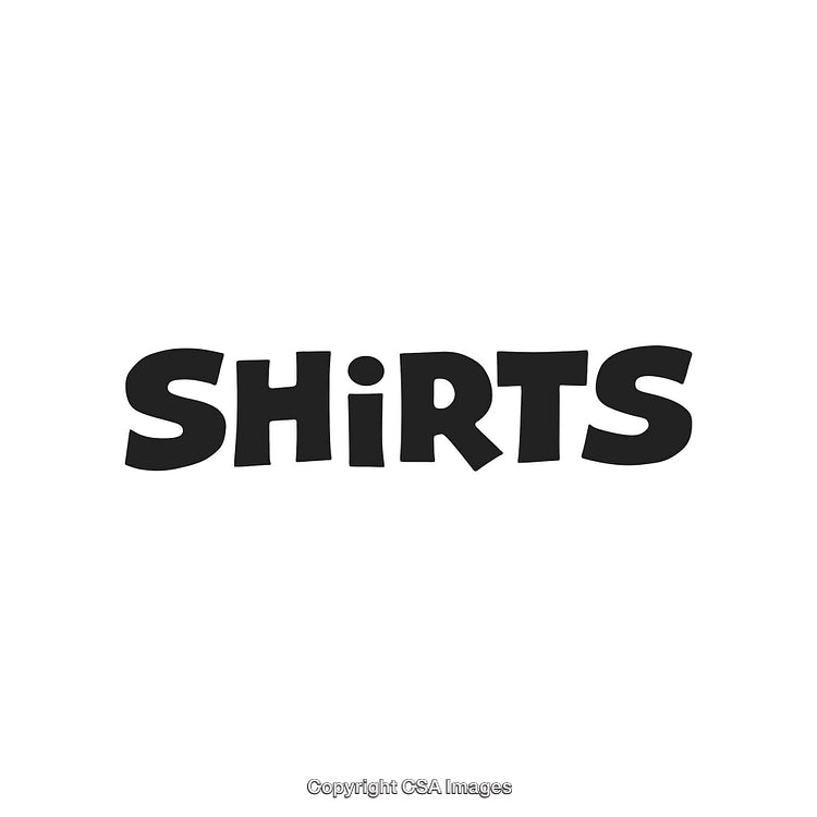 Bold Graphic Text Display of the Word 'Shirts' in Black Sans Serif Font