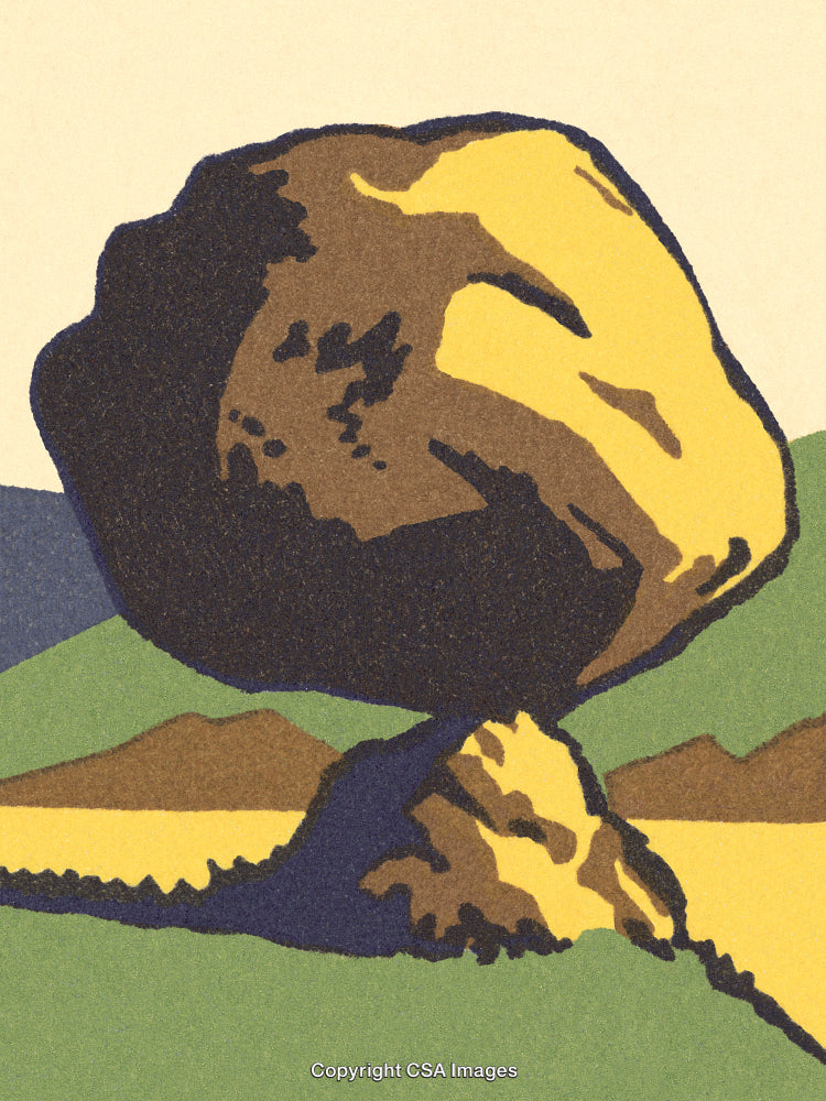 Artistic Representation of a Unique Balancing Rock in Natural Surrounding