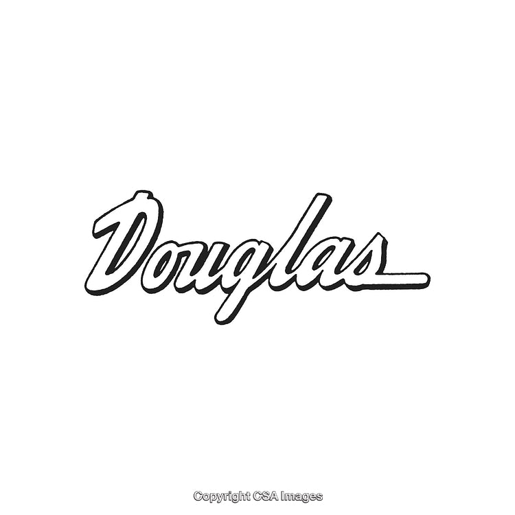 Classic Handwritten Script Displaying the Name Douglas in Black on White Background