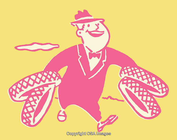 Playful Retro Line Art Illustration Featuring Lively Characters in Vibrant Colors