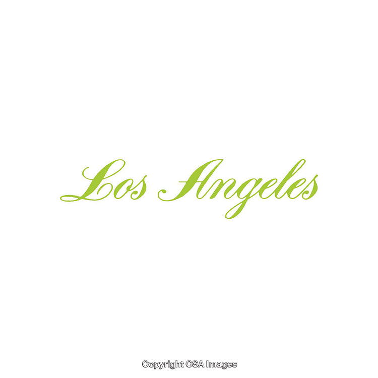 Elegant Green Calligraphy of Los Angeles on a White Background