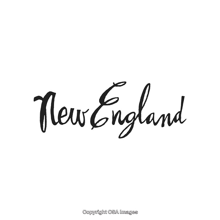 Elegant New England Typography in Stylish Black Calligraphy on White Background