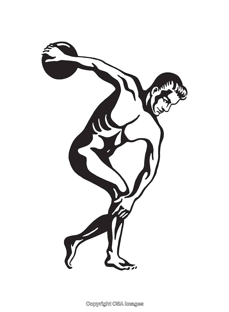 Black and White Line Art of Classic Discus Thrower